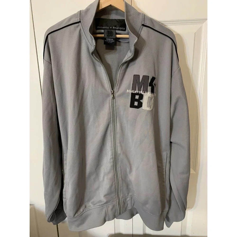 Makaveli Branded Tupac Shakur 2Pac Full Zip‎ Track Jacket - Men’s XL Gray